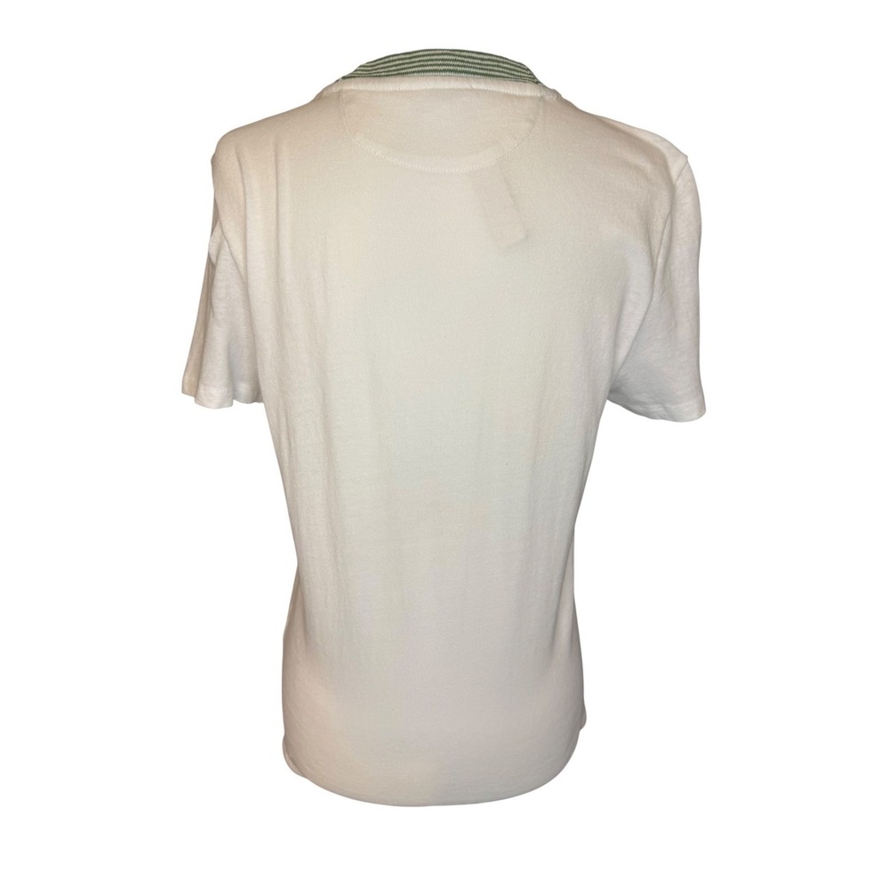 Madewell La La Lucille Graphic T-Shirt White Green Striped Ringer Neck Small NEW - Picture 4 of 8